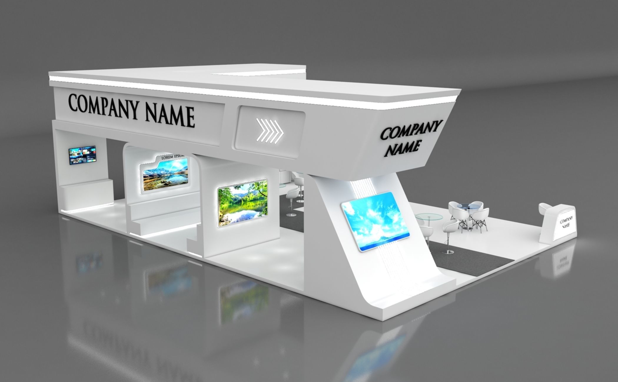 Booth Exhibition Stand Stall 15x10m Height 500 cm 4 Side Open 3D model_6