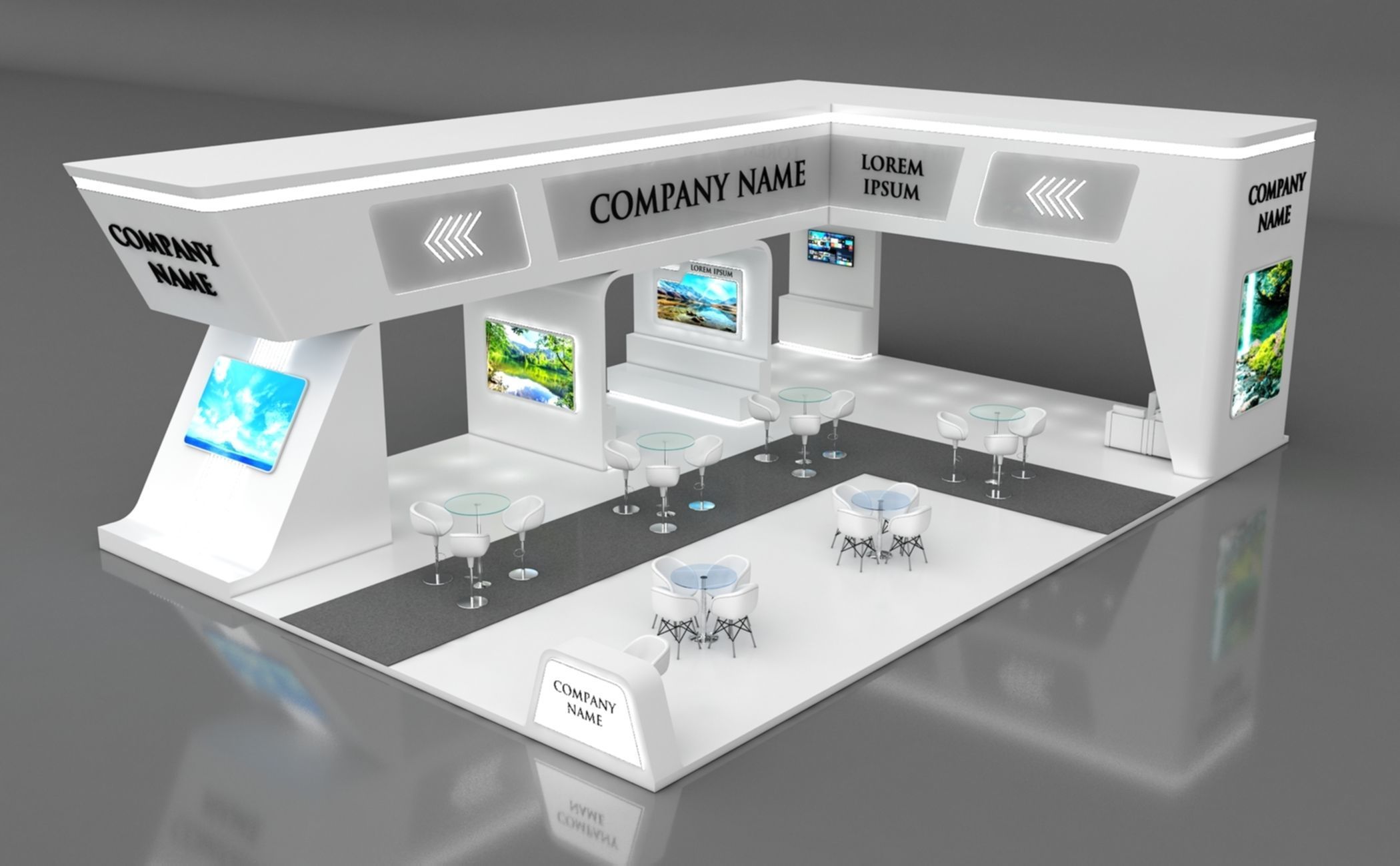 Booth Exhibition Stand Stall 15x10m Height 500 cm 4 Side Open 3D model_4
