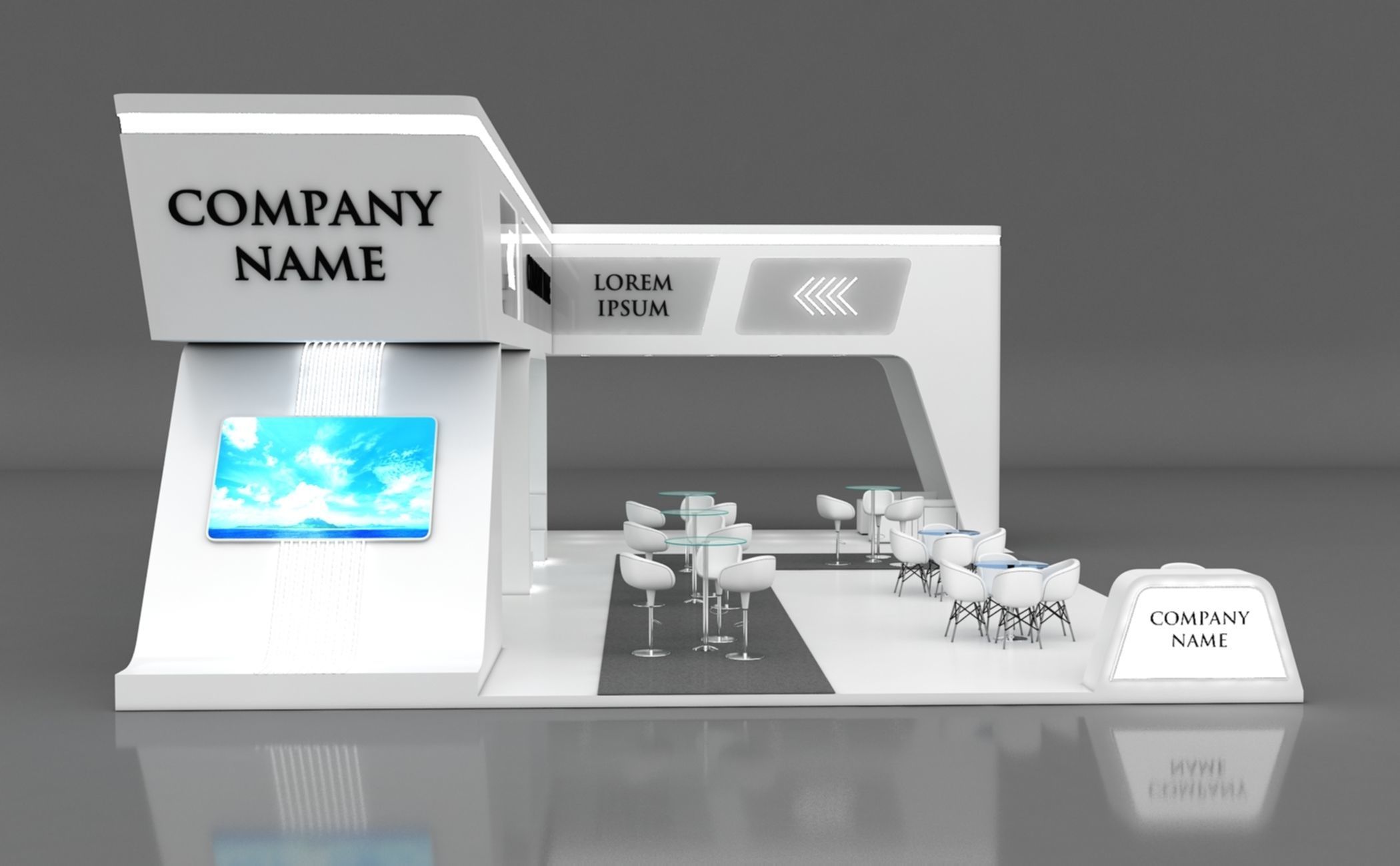 Booth Exhibition Stand Stall 15x10m Height 500 cm 4 Side Open 3D model_5