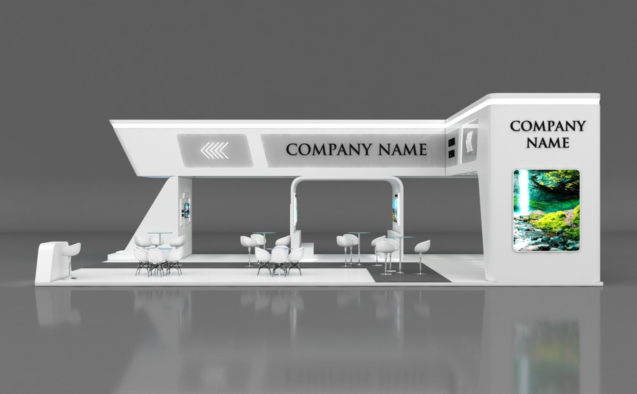 Booth Exhibition Stand Stall 15x10m Height 500 cm 4 Side Open 3D model_3