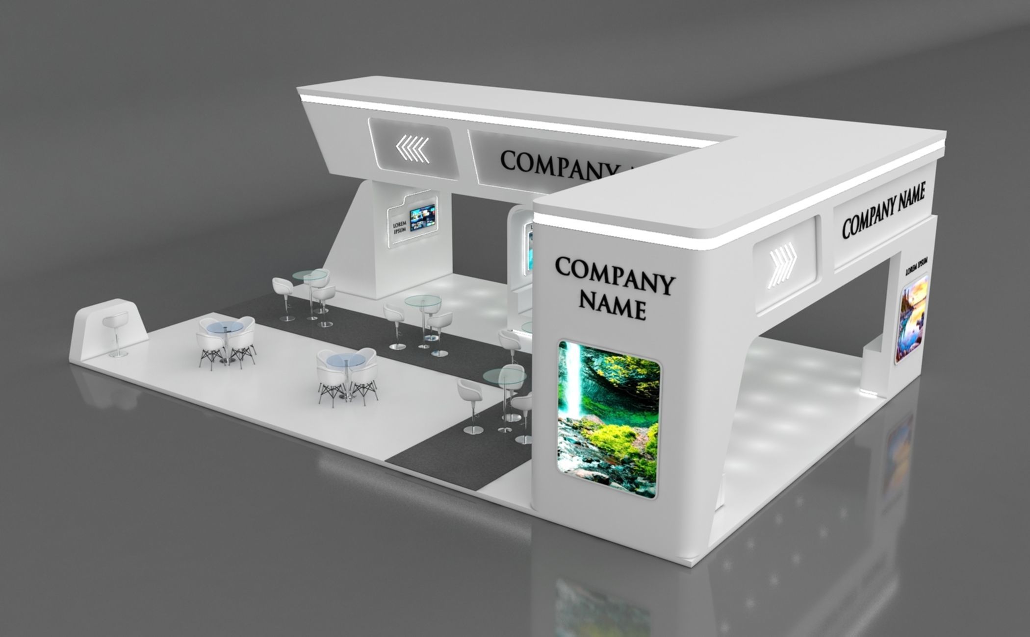 Booth Exhibition Stand Stall 15x10m Height 500 cm 4 Side Open 3D model_2
