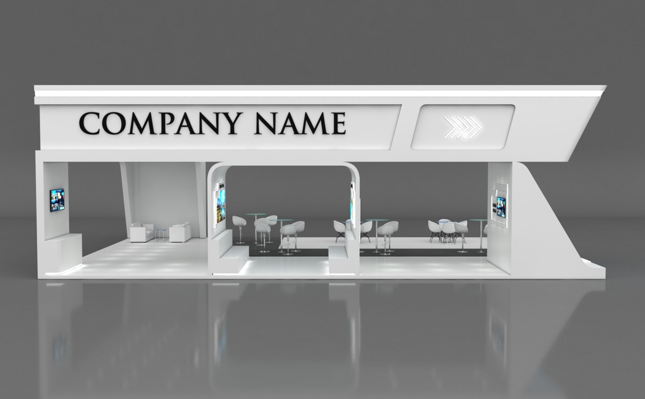 Booth Exhibition Stand Stall 15x10m Height 500 cm 4 Side Open 3D model_7