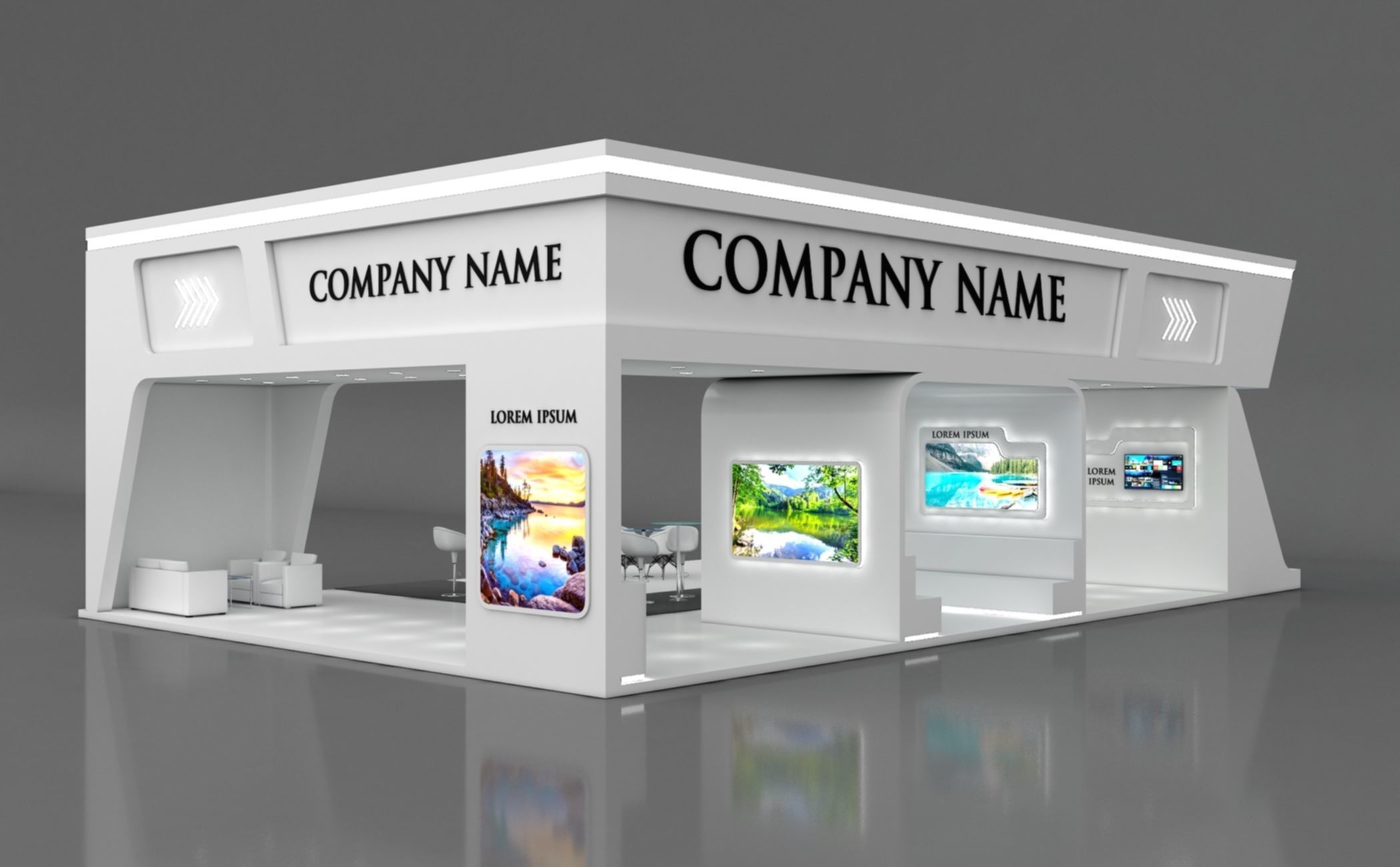 Booth Exhibition Stand Stall 15x10m Height 500 cm 4 Side Open 3D model_8