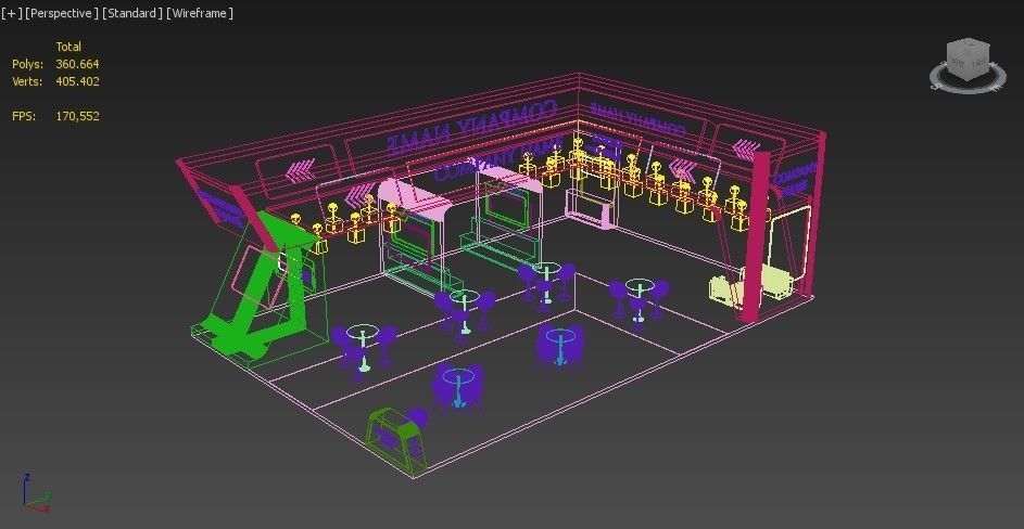 Booth Exhibition Stand Stall 15x10m Height 500 cm 4 Side Open 3D model_11