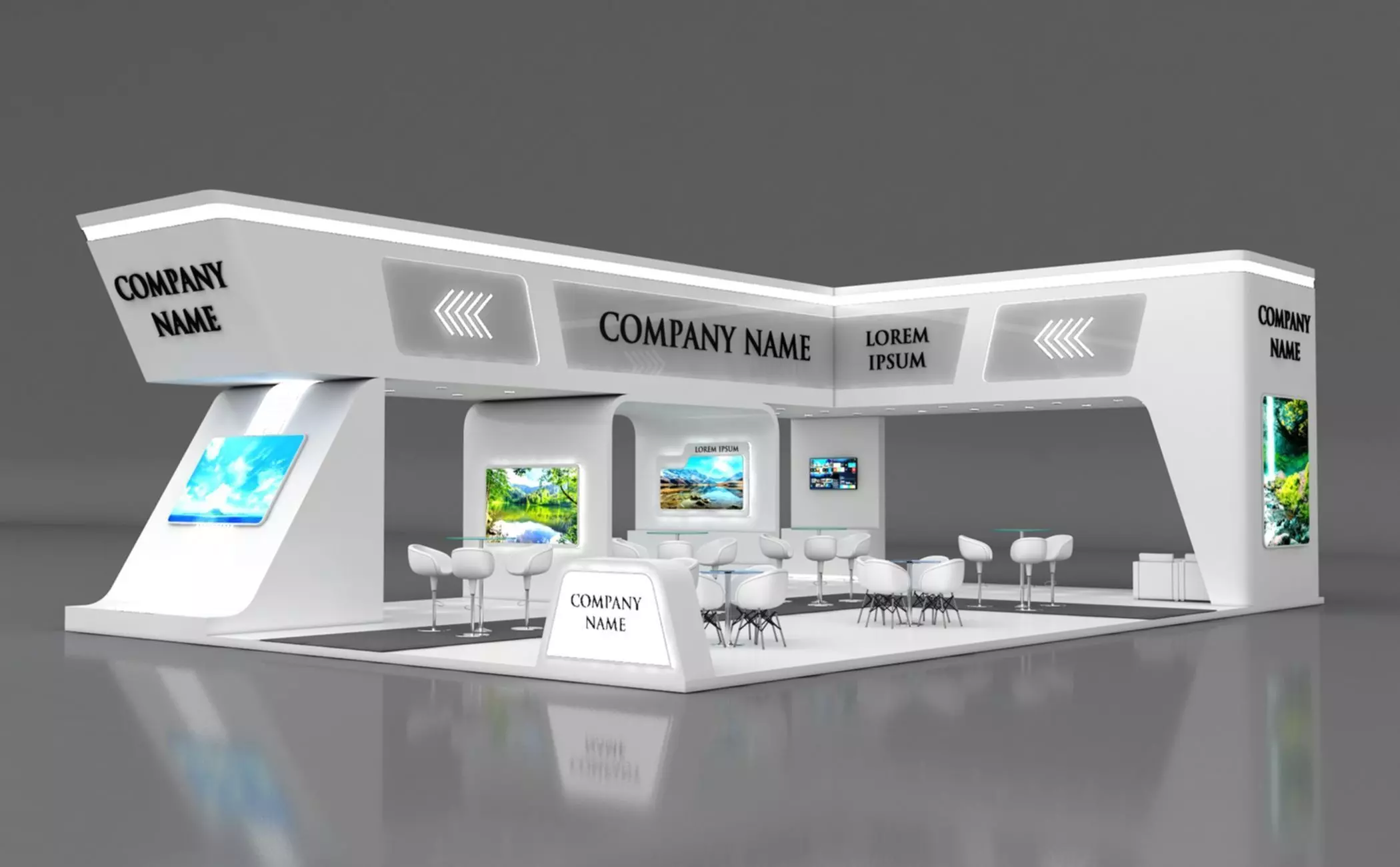 Booth Exhibition Stand Stall 15x10m Height 500 cm 4 Side Open 3D model_0