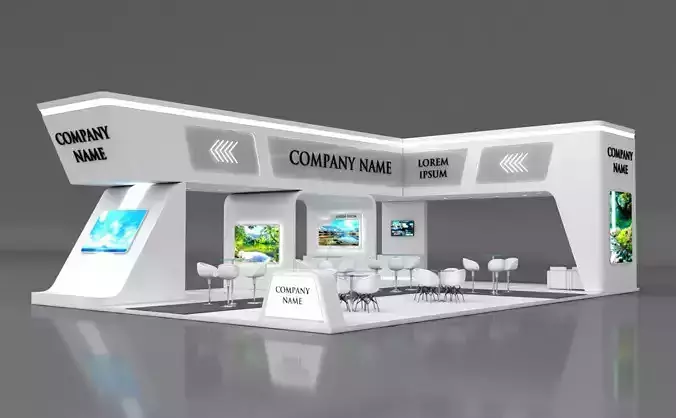 Booth Exhibition Stand Stall 15x10m Height 500 cm 4 Side Open 3D model