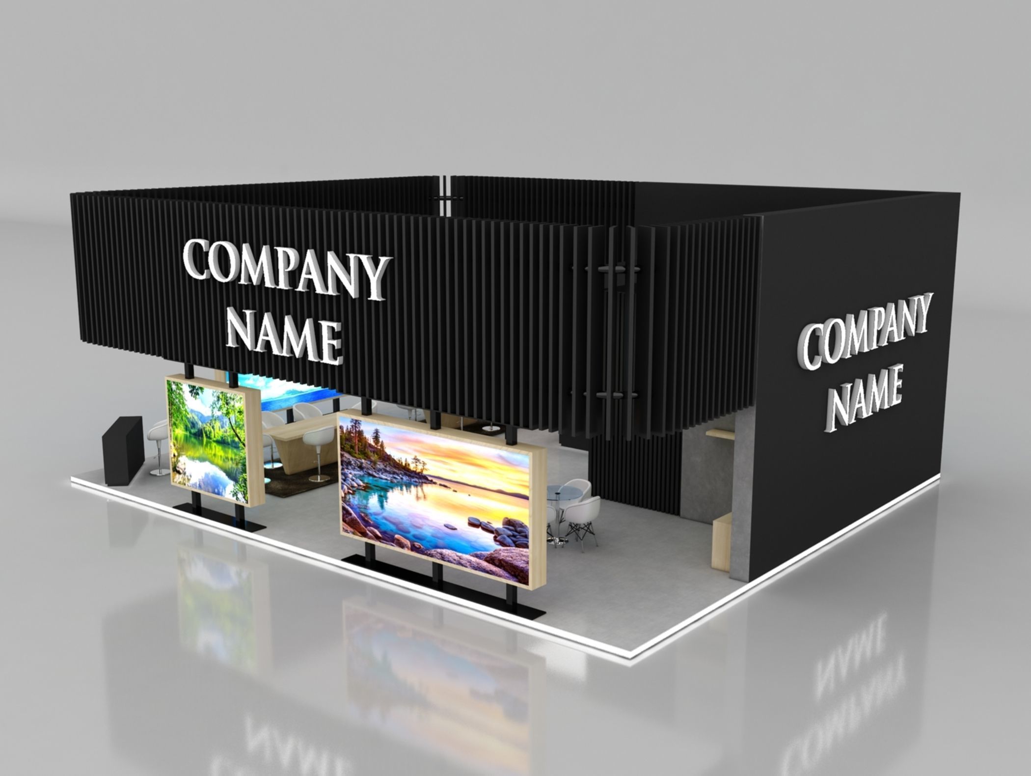 Booth Exhibition Stand Stall 12x10m Height 500 cm 4 Side Open 3D model_8