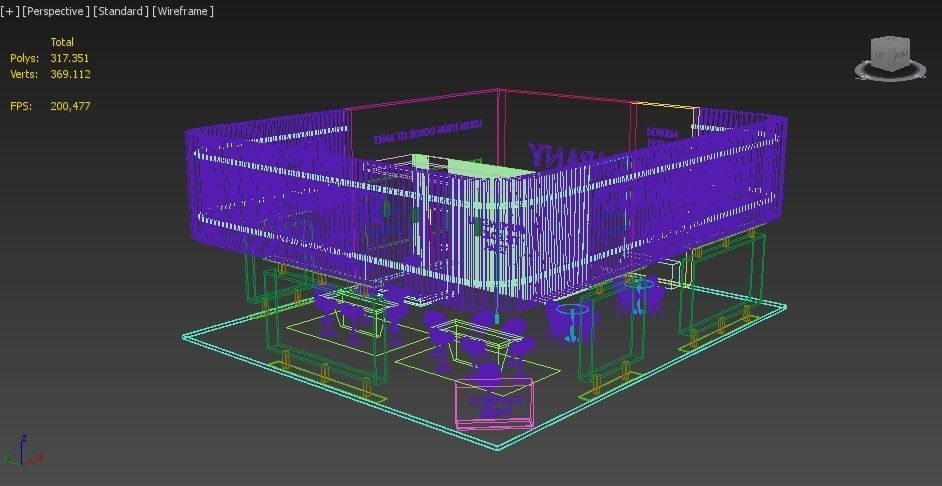 Booth Exhibition Stand Stall 12x10m Height 500 cm 4 Side Open 3D model_10