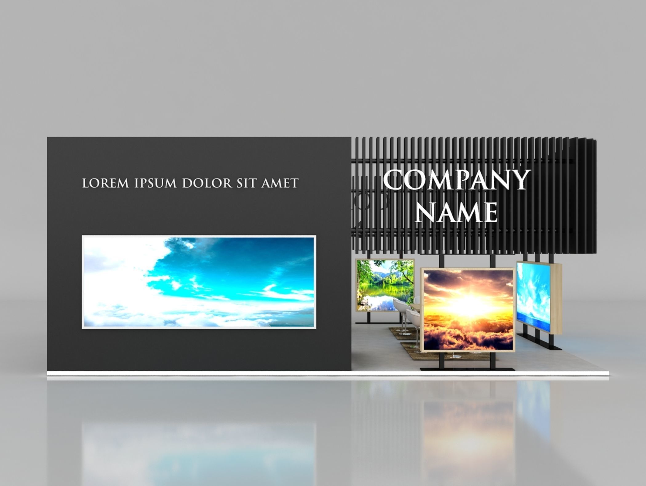 Booth Exhibition Stand Stall 12x10m Height 500 cm 4 Side Open 3D model_4