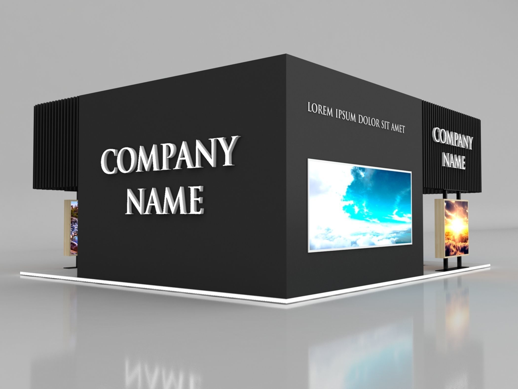 Booth Exhibition Stand Stall 12x10m Height 500 cm 4 Side Open 3D model_6