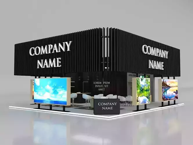 Booth Exhibition Stand Stall 12x10m Height 500 cm 4 Side Open 3D model