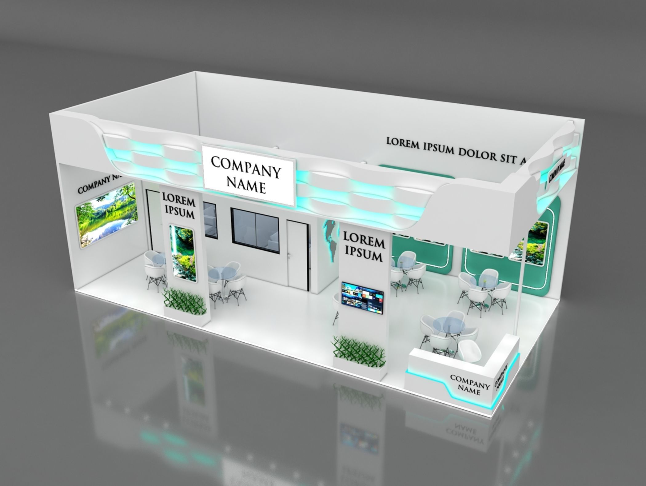 Booth Exhibition Stand Stall 12x6m Height 500 cm 2 Side Open 3D model_1