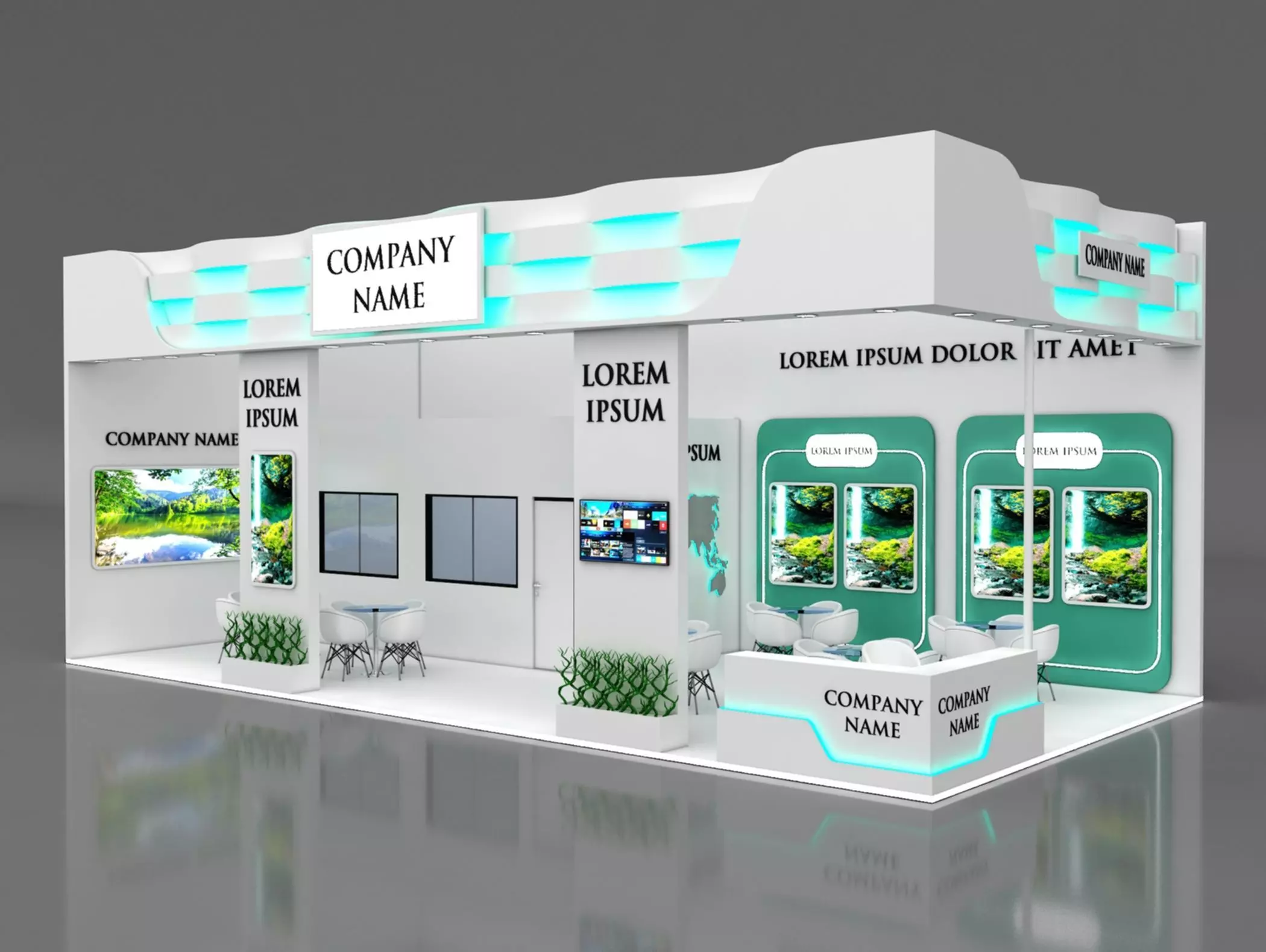 Booth Exhibition Stand Stall 12x6m Height 500 cm 2 Side Open 3D model_0