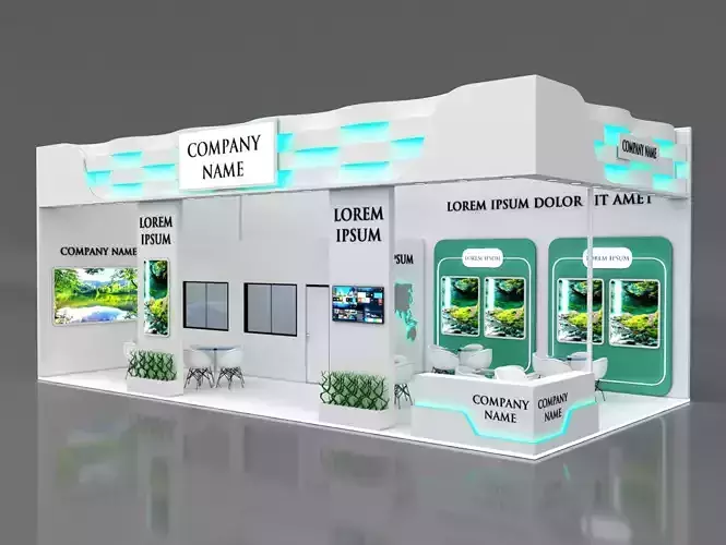 Booth Exhibition Stand Stall 12x6m Height 500 cm 2 Side Open 3D model
