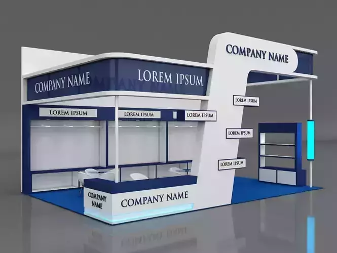 Booth Exhibition Stand Stall 9x6m Height 500 cm 3 Side Open 3D model