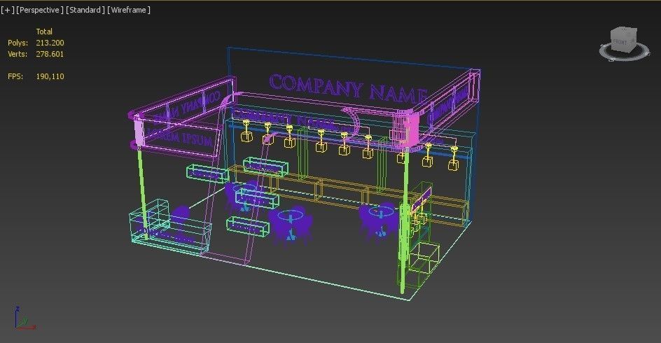 Booth Exhibition Stand Stall 9x6m Height 500 cm 3 Side Open 3D model_7