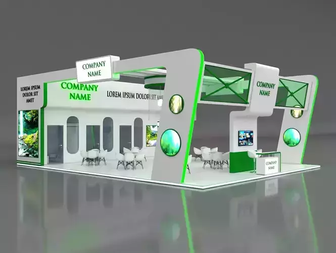 Booth Exhibition Stand Stall 10x13m Height 500 cm 3 Side Open 3D model
