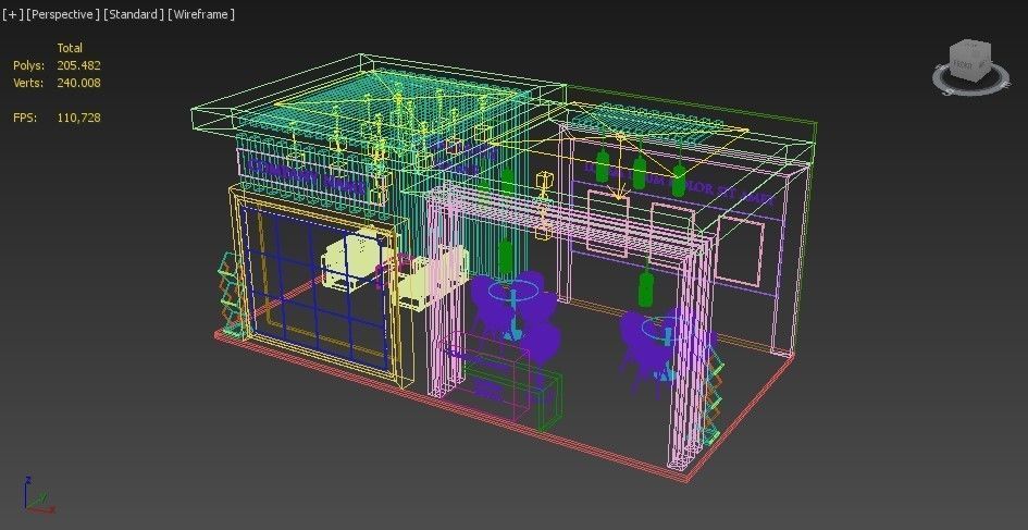Booth Exhibition Stand Stall 8x4m Height 360 cm 3 Side Open 3D model_6