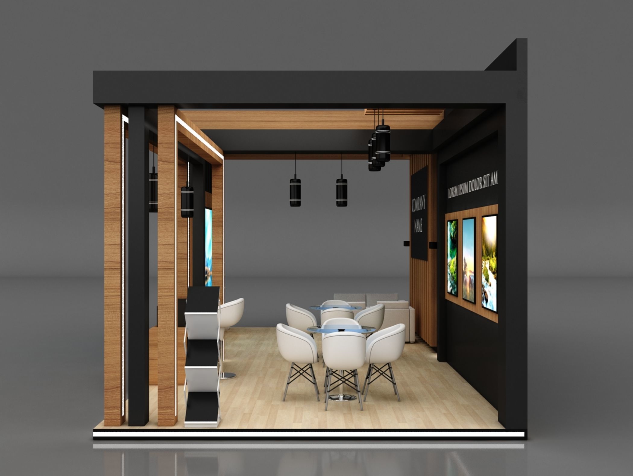 Booth Exhibition Stand Stall 8x4m Height 360 cm 3 Side Open 3D model_5