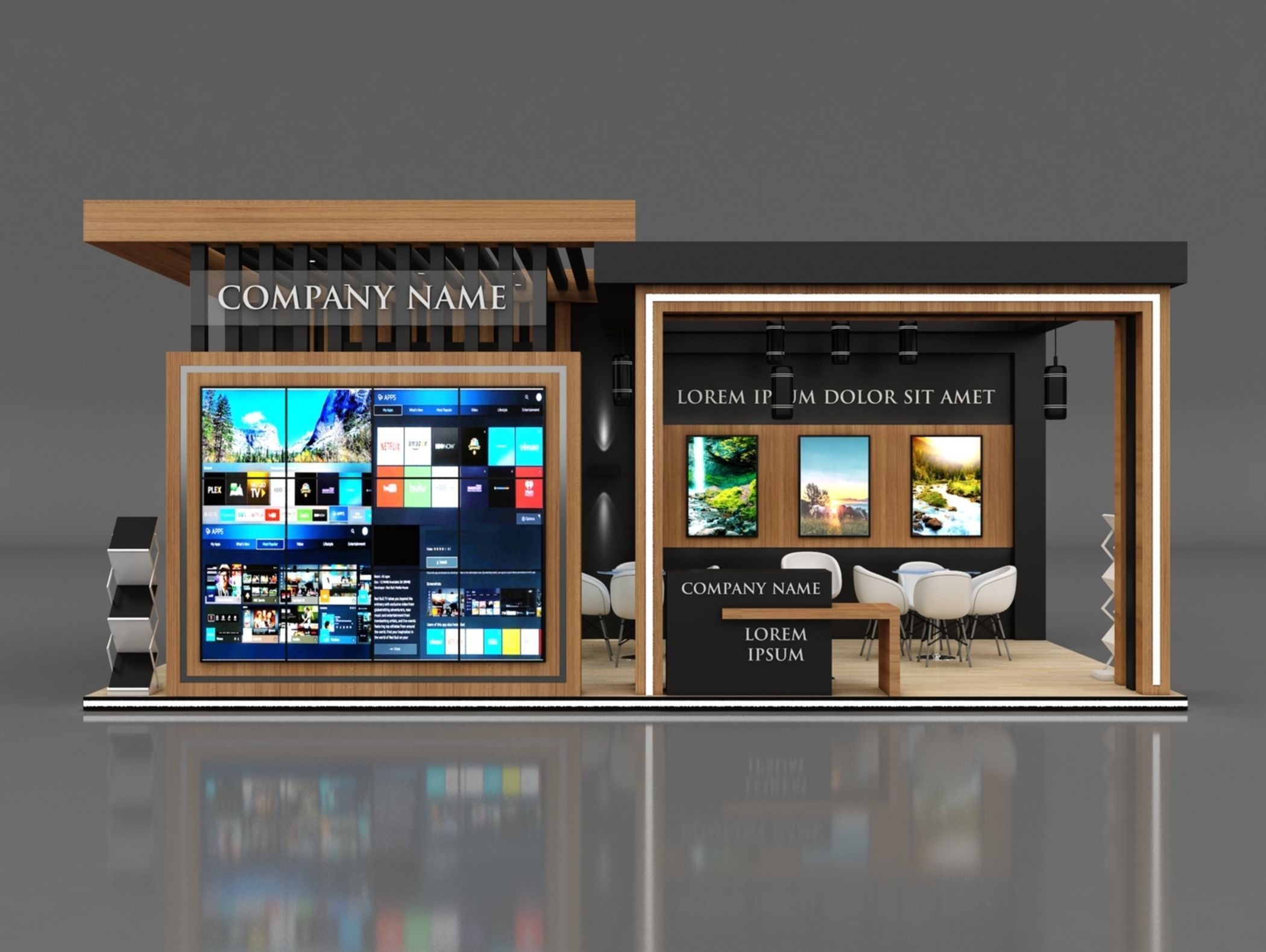 Booth Exhibition Stand Stall 8x4m Height 360 cm 3 Side Open 3D model_2