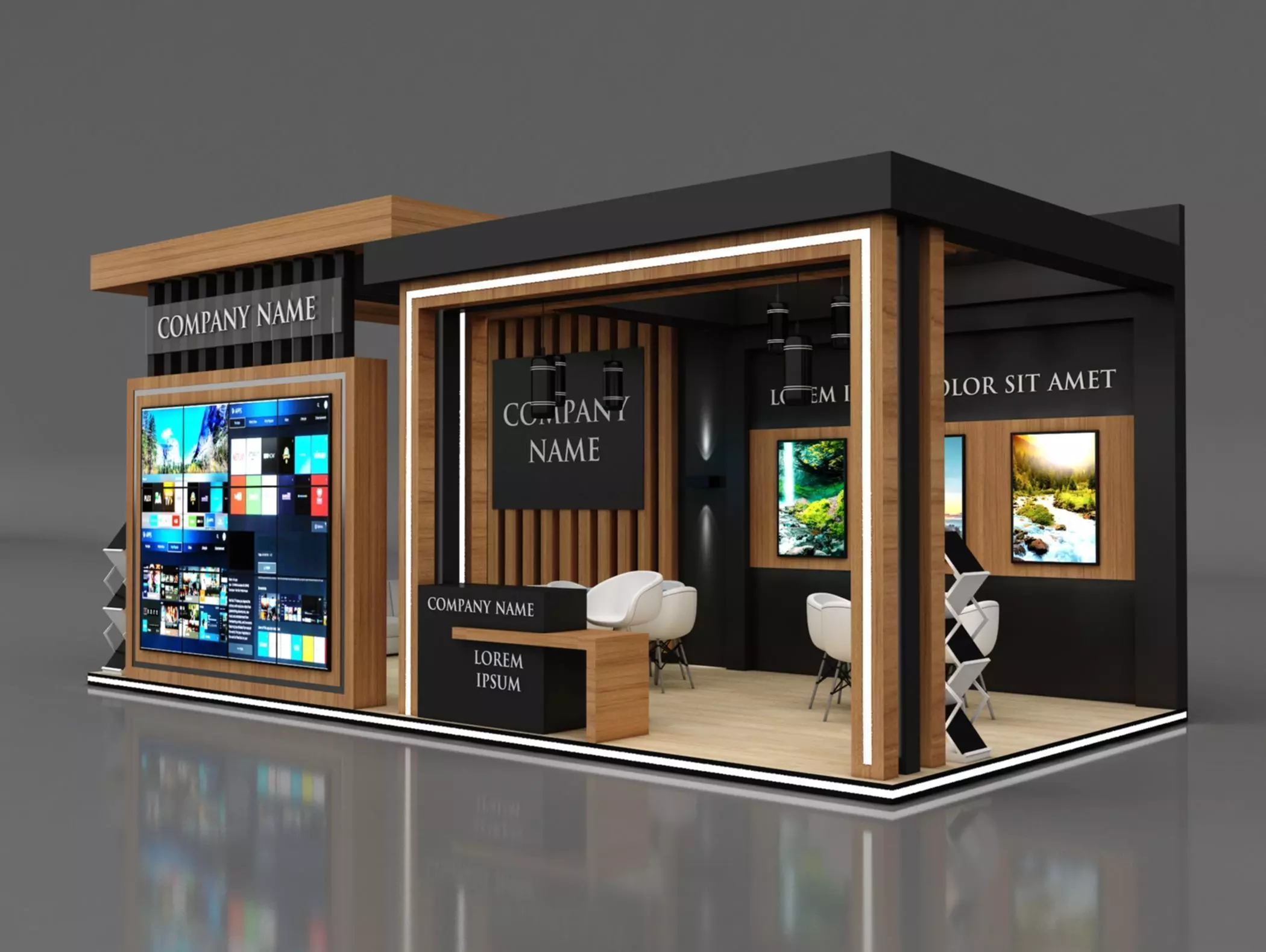 Booth Exhibition Stand Stall 8x4m Height 360 cm 3 Side Open 3D model_0
