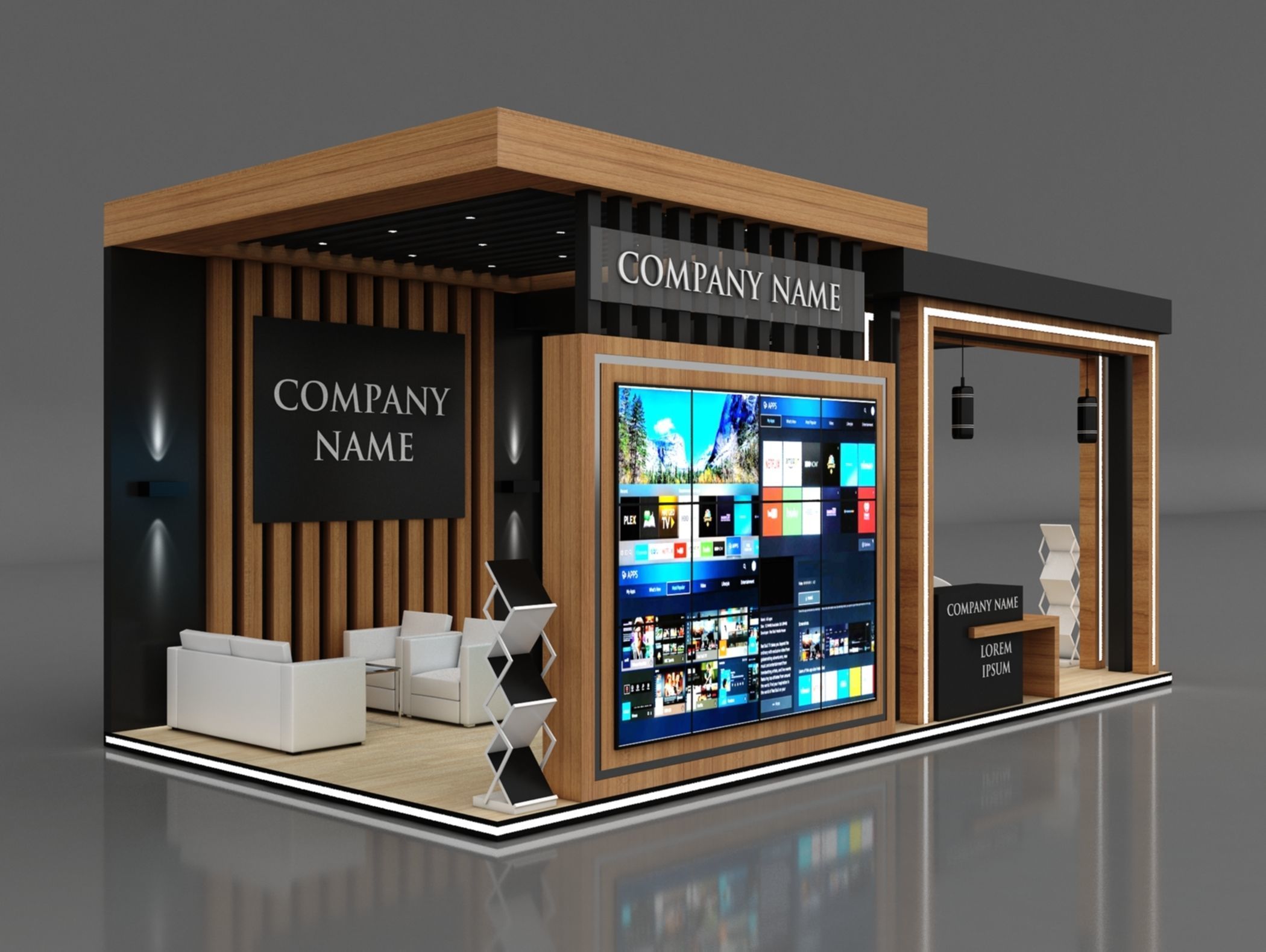 Booth Exhibition Stand Stall 8x4m Height 360 cm 3 Side Open 3D model_3