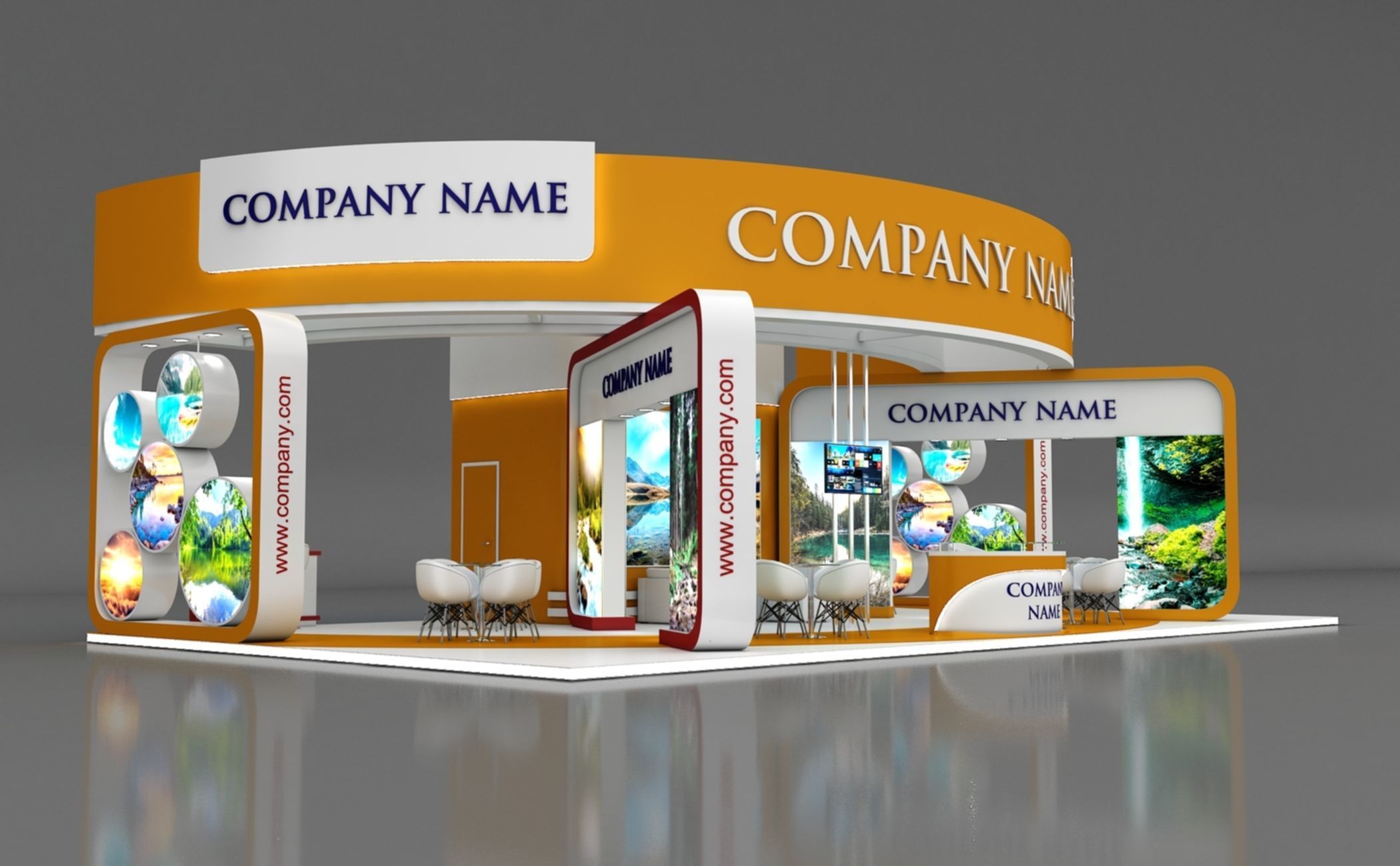 Booth Exhibition Stand Stall 14x8m Height 500 cm 4 Side Open 3D model_3