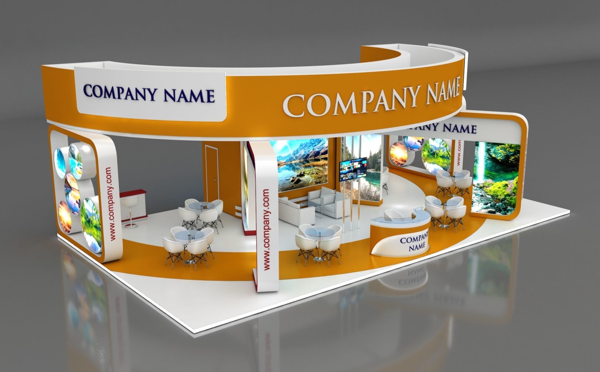 Booth Exhibition Stand Stall 14x8m Height 500 cm 4 Side Open 3D model_4
