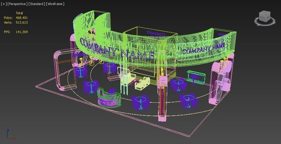 Booth Exhibition Stand Stall 14x8m Height 500 cm 4 Side Open 3D model_9