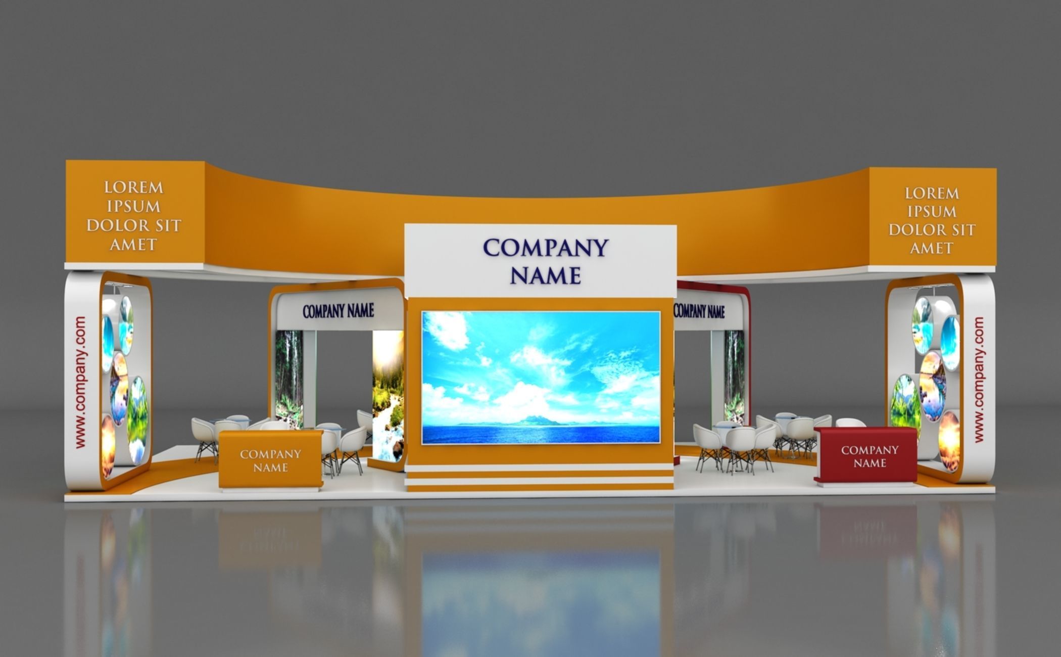 Booth Exhibition Stand Stall 14x8m Height 500 cm 4 Side Open 3D model_6