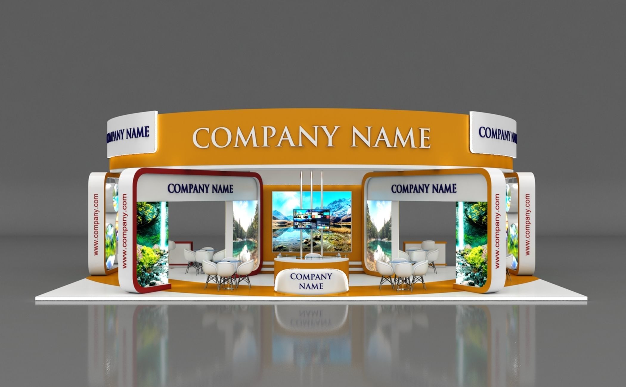 Booth Exhibition Stand Stall 14x8m Height 500 cm 4 Side Open 3D model_2