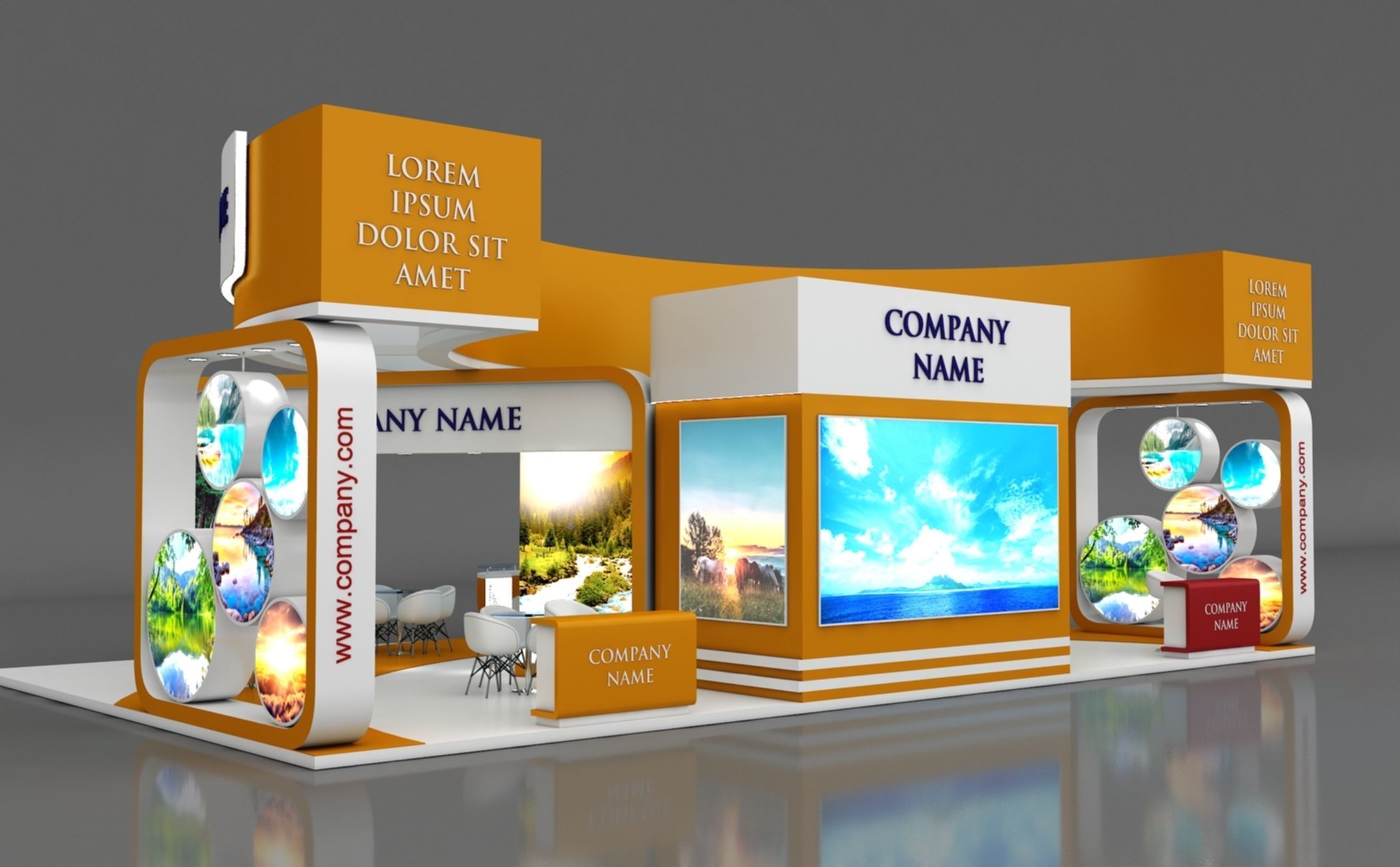 Booth Exhibition Stand Stall 14x8m Height 500 cm 4 Side Open 3D model_7