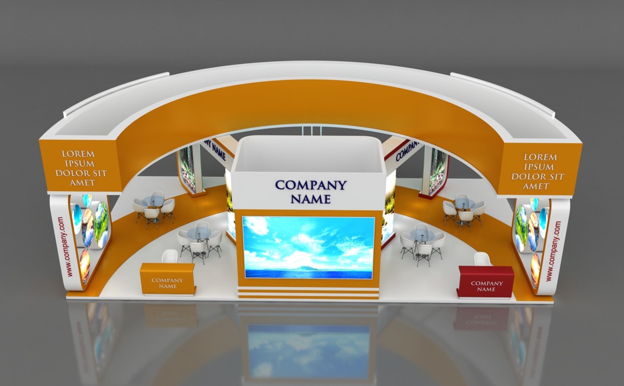 Booth Exhibition Stand Stall 14x8m Height 500 cm 4 Side Open 3D model_8