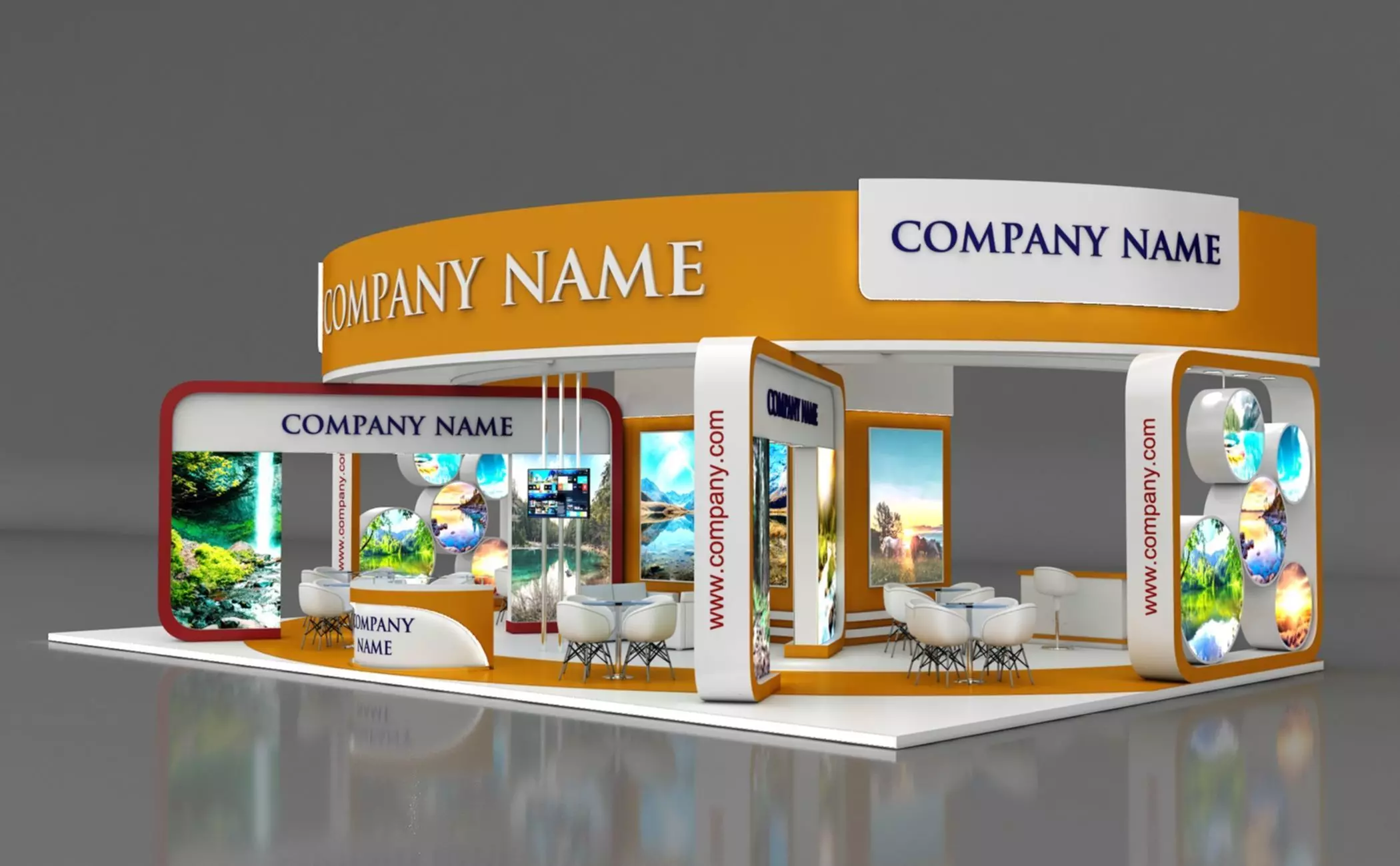 Booth Exhibition Stand Stall 14x8m Height 500 cm 4 Side Open 3D model_0