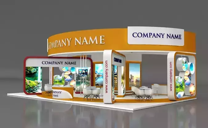 Booth Exhibition Stand Stall 14x8m Height 500 cm 4 Side Open 3D model