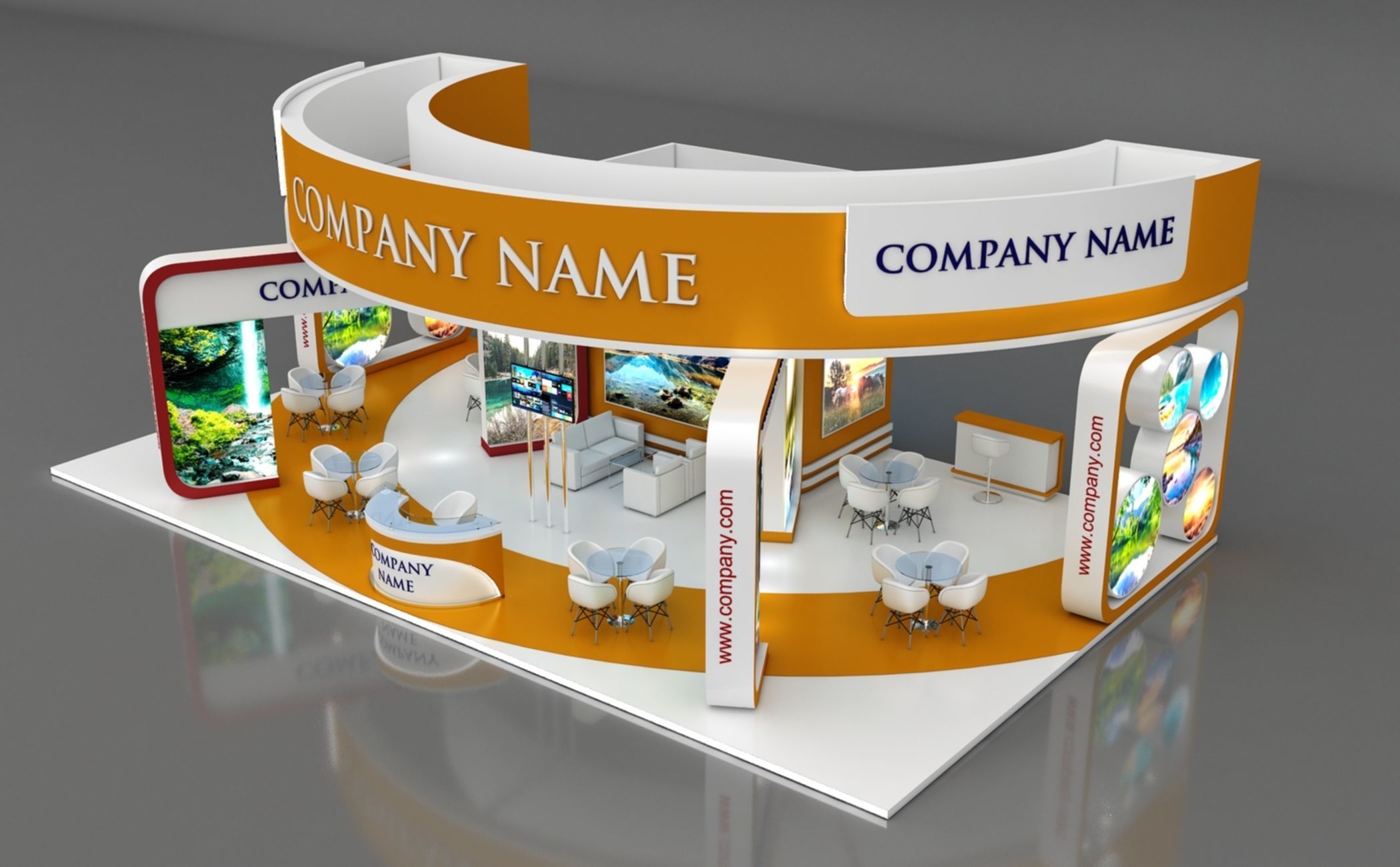 Booth Exhibition Stand Stall 14x8m Height 500 cm 4 Side Open 3D model_1