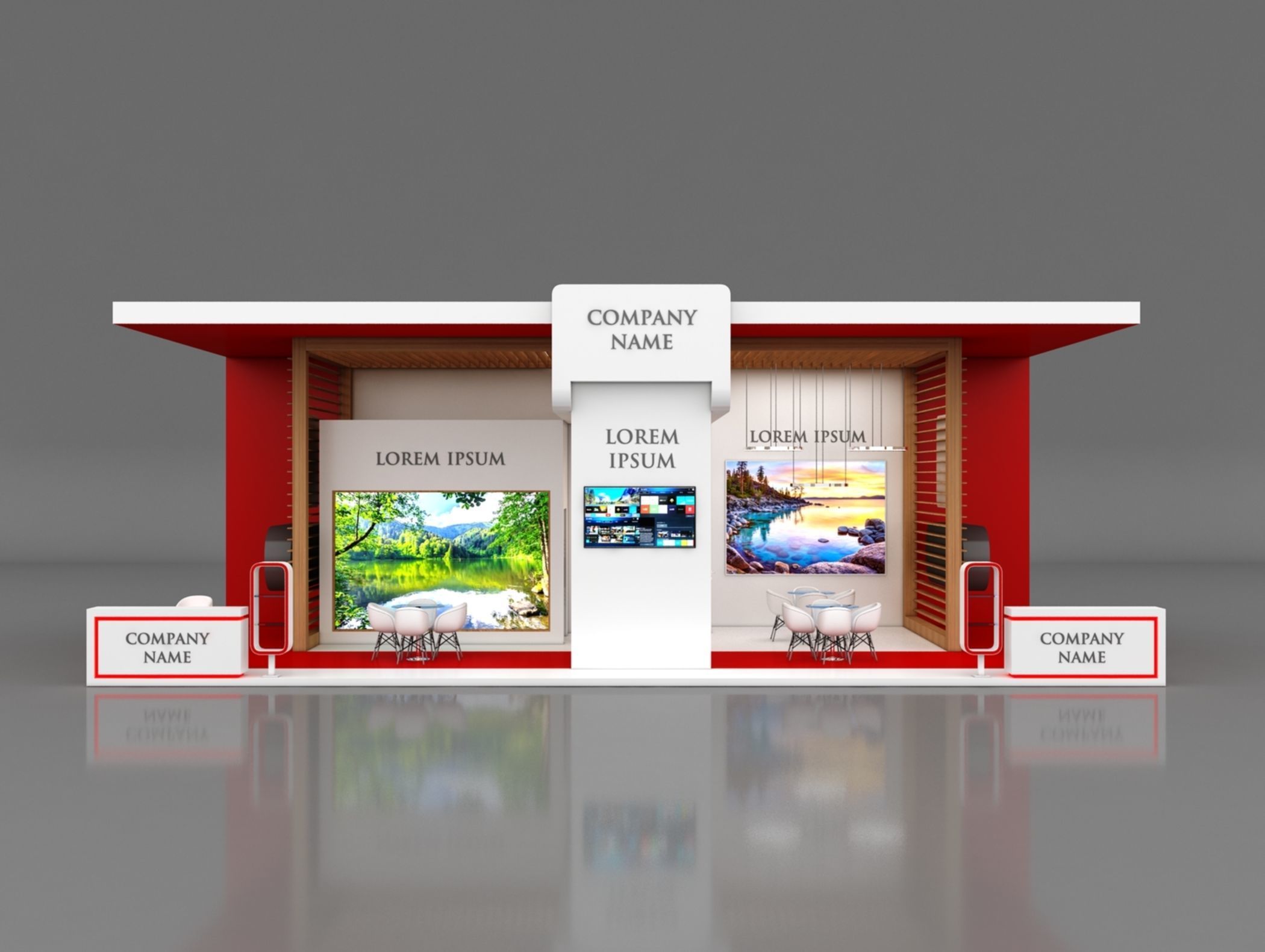 Booth Exhibition Stand Stall 14x7m Height 500 cm 3 Side Open 3D model_4