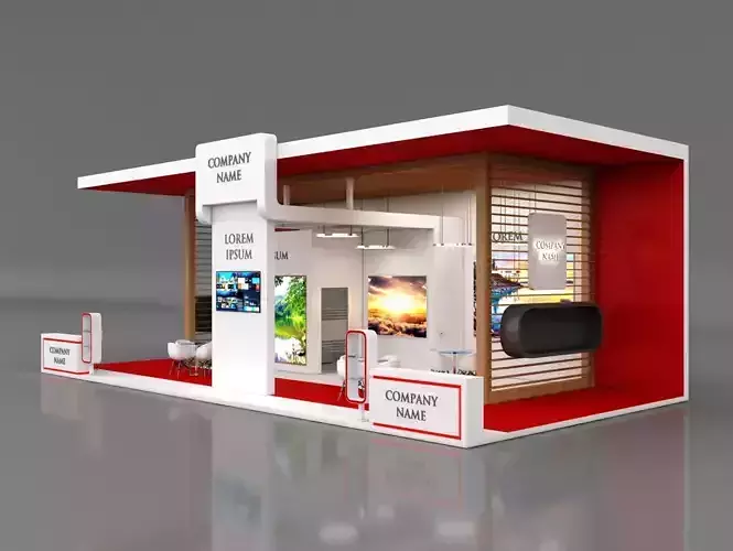 Booth Exhibition Stand Stall 14x7m Height 500 cm 3 Side Open 3D model