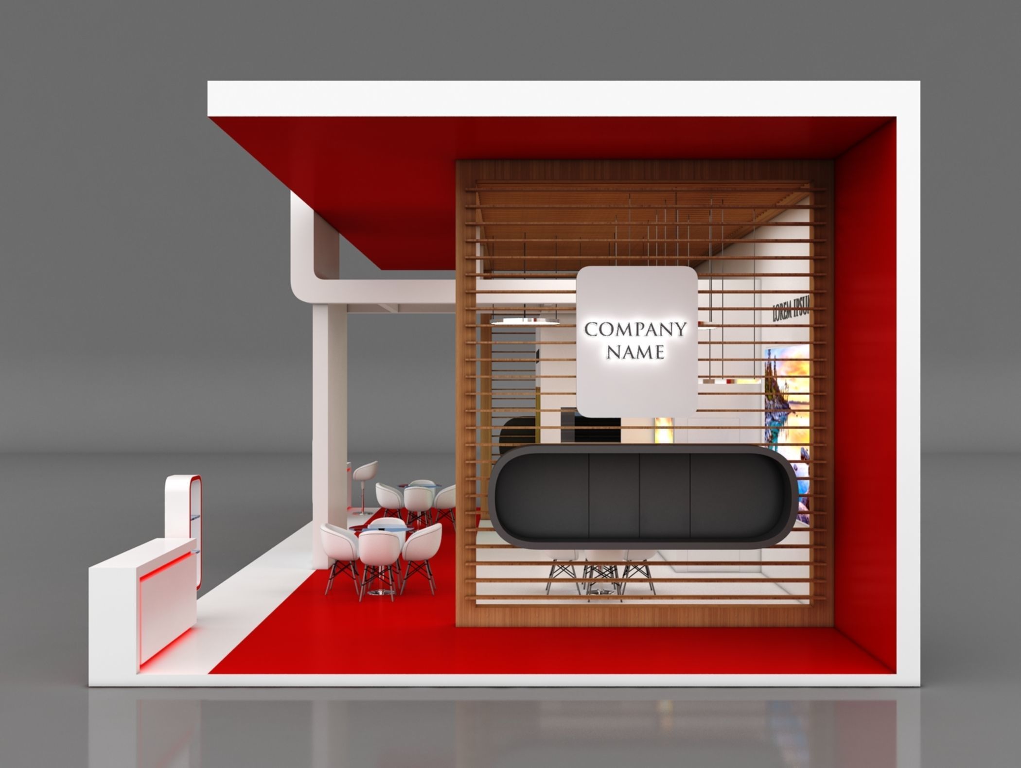 Booth Exhibition Stand Stall 14x7m Height 500 cm 3 Side Open 3D model_5