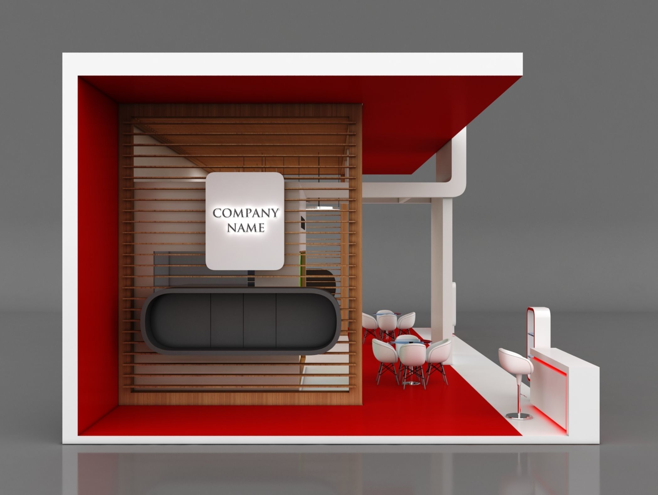 Booth Exhibition Stand Stall 14x7m Height 500 cm 3 Side Open 3D model_6