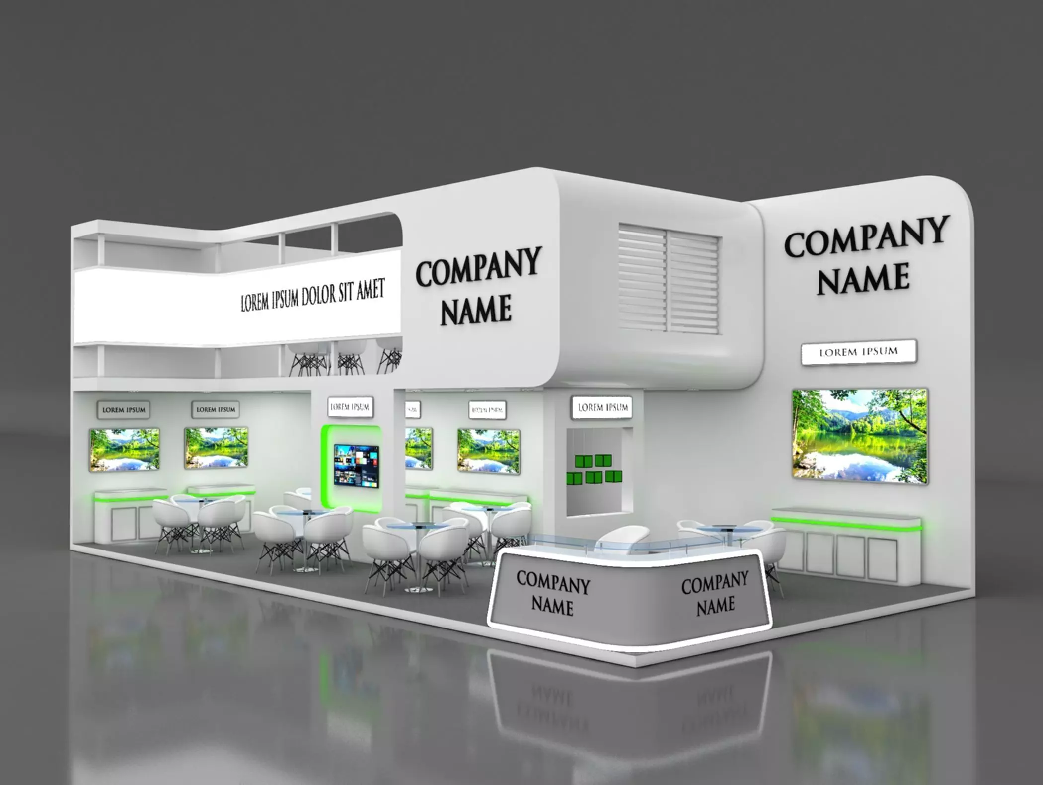 Booth Exhibition Stand Stall 6x12m Height 500 cm 2 Side Open 3D model_0