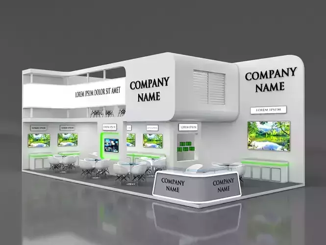 Booth Exhibition Stand Stall 6x12m Height 500 cm 2 Side Open 3D model
