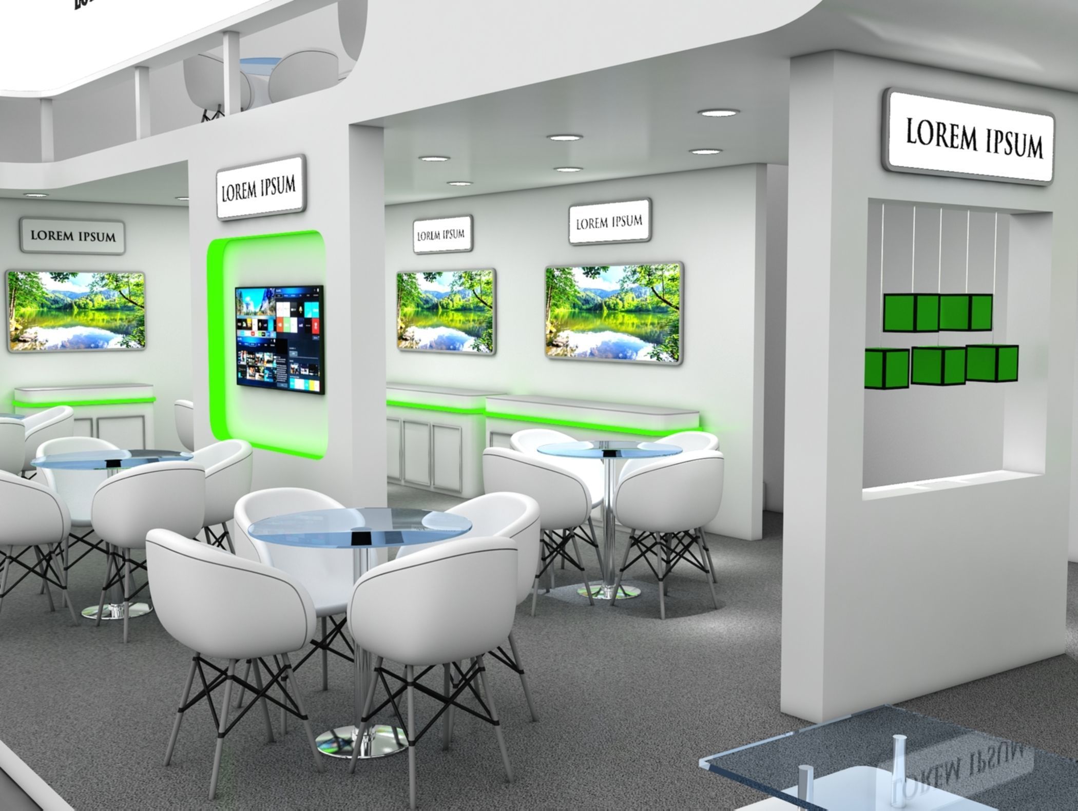 Booth Exhibition Stand Stall 6x12m Height 500 cm 2 Side Open 3D model_2