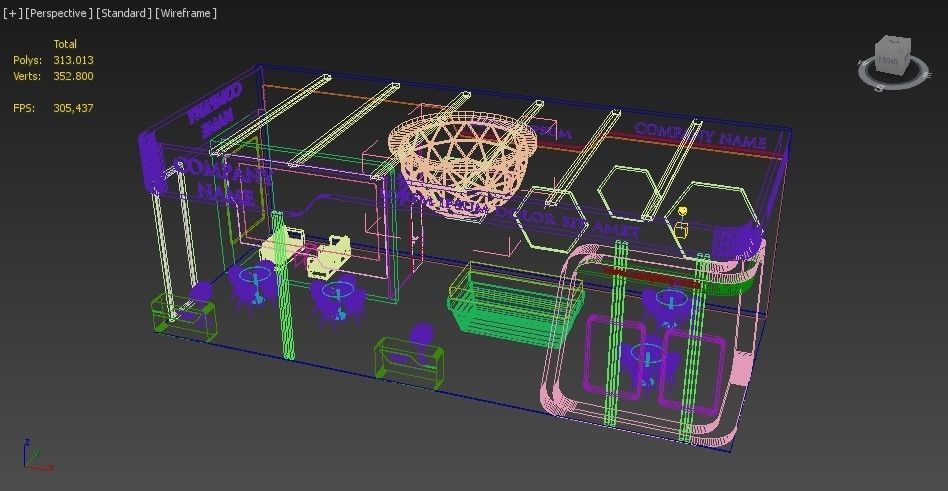 Booth Exhibition Stand Stall 6x14m Height 500 cm 3 Side Open 3D model_6