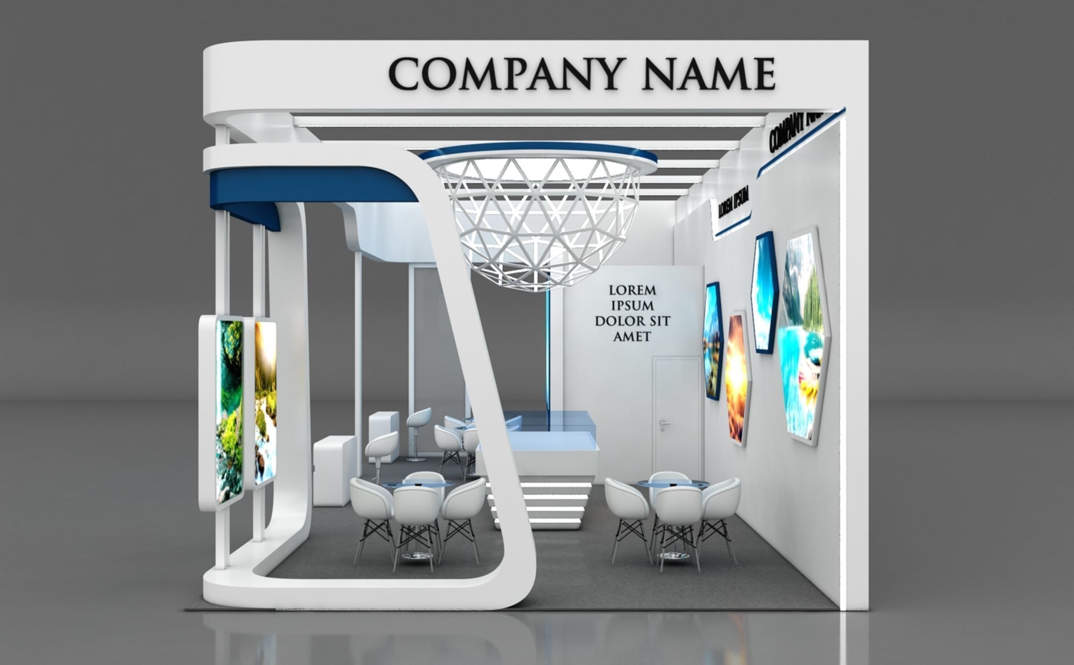 Booth Exhibition Stand Stall 6x14m Height 500 cm 3 Side Open 3D model_5