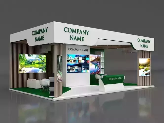 Booth Exhibition Stand Stall 10x6m Height 400 cm 3 Side Open 3D model