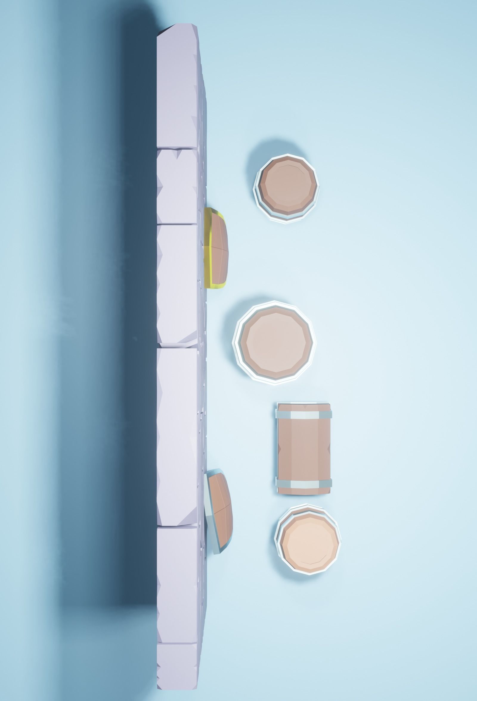 low-poly objects set of barrels and shields Free low-poly 3D model_2