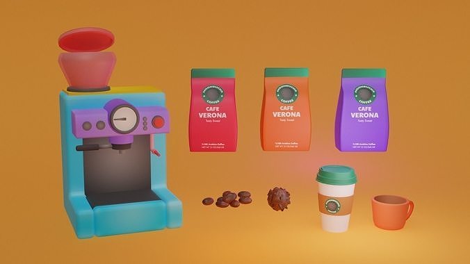Coffee Shop Package  Low-poly 3D model