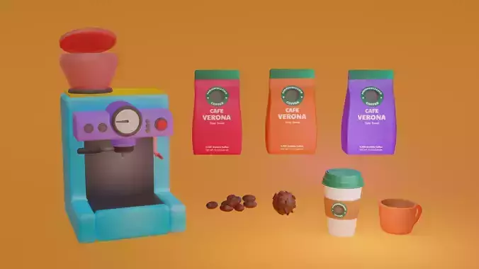 Coffee Shop Package  Low-poly 3D model