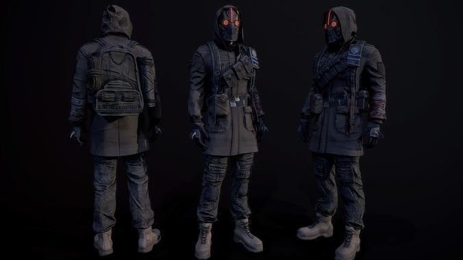 Post apocalyptic guy Low-poly 3D model